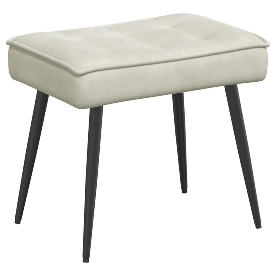 Chaise de relaxation avec tabouret crème velours - 5