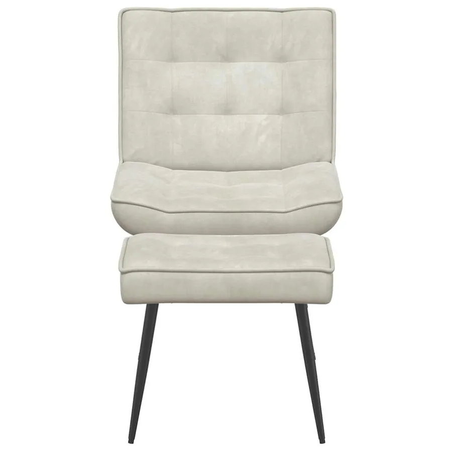 Chaise de relaxation avec tabouret crème velours - 6