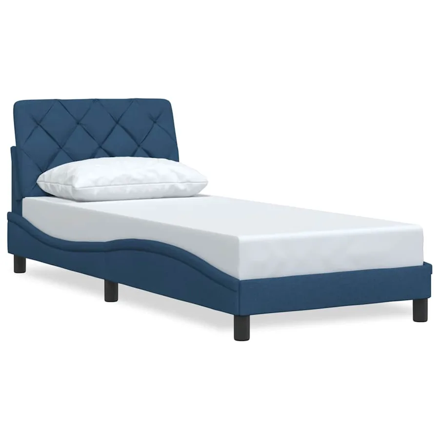 Cadre de lit sans matelas bleu 80x200 cm tissu - 2