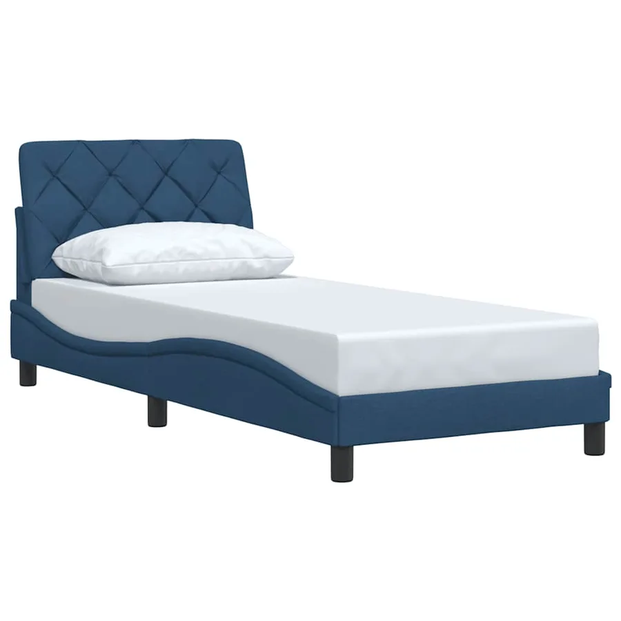 Cadre de lit sans matelas bleu 80x200 cm tissu - 3