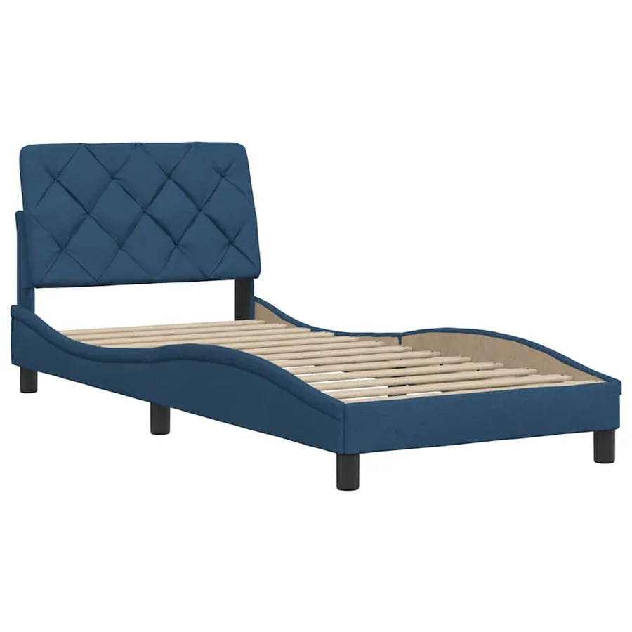 Cadre de lit sans matelas bleu 80x200 cm tissu - 4