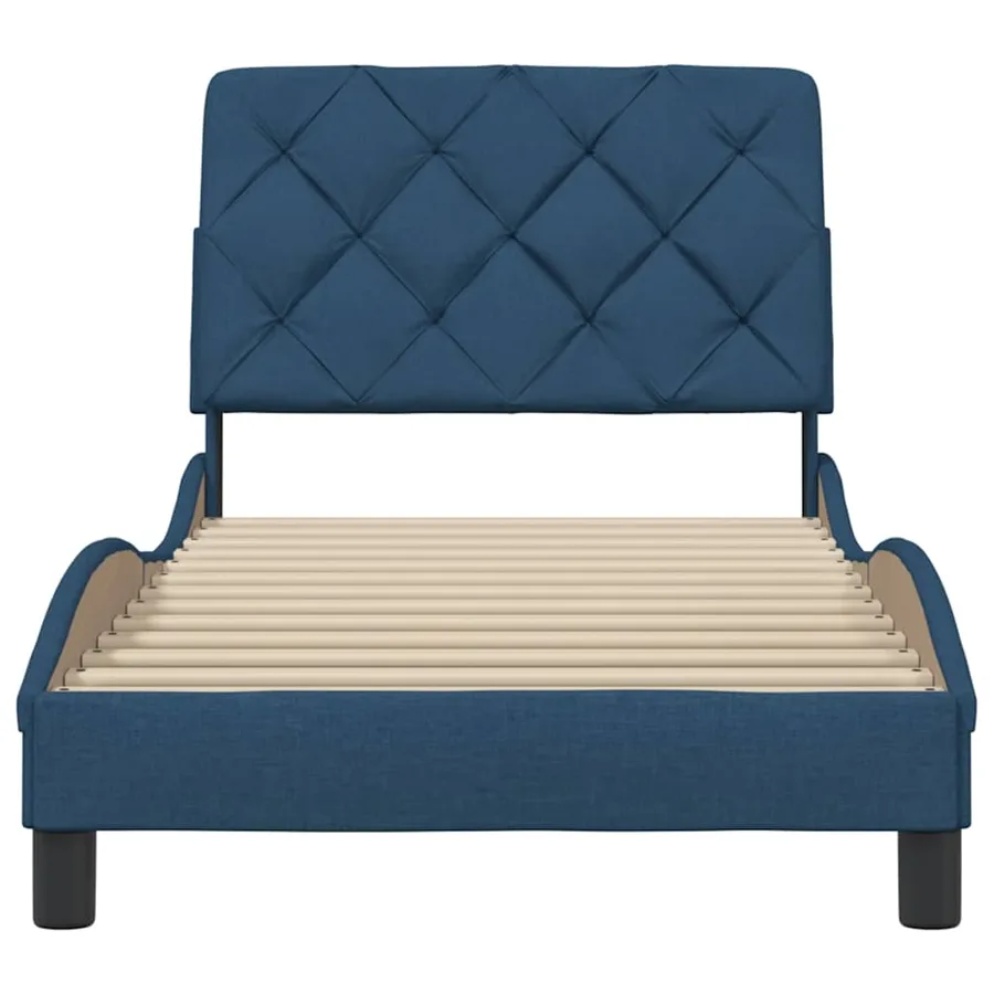 Cadre de lit sans matelas bleu 80x200 cm tissu - 5