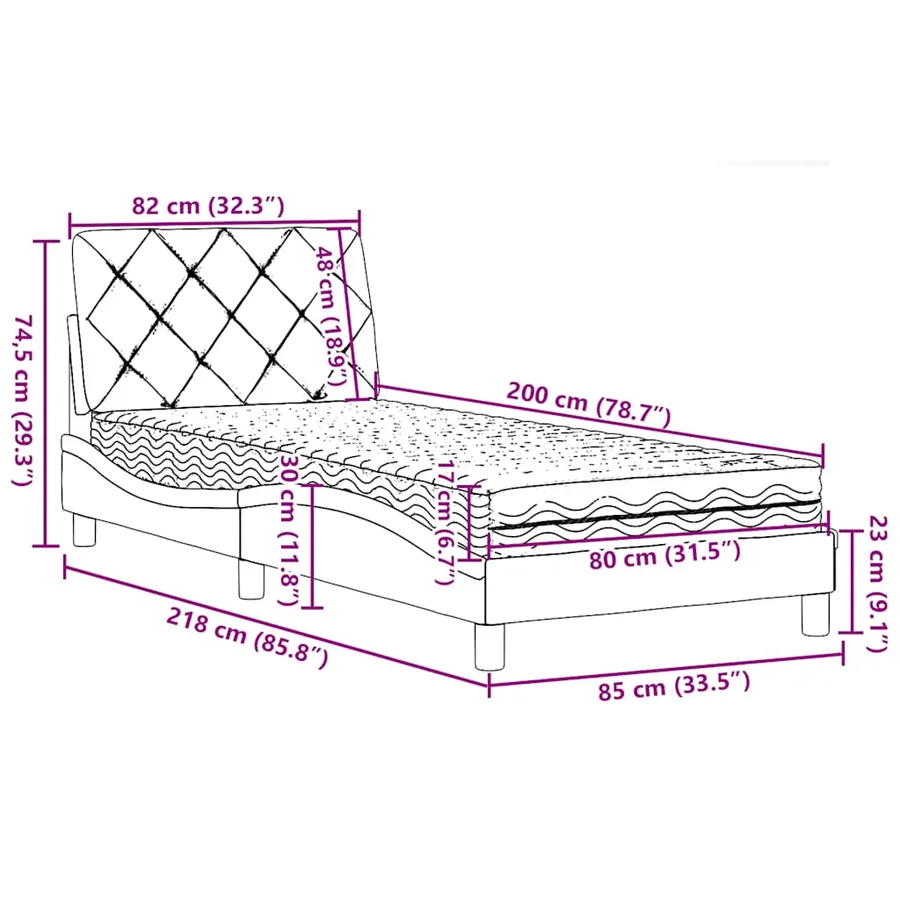 Lit avec matelas bleu 80x200 cm tissu - 14