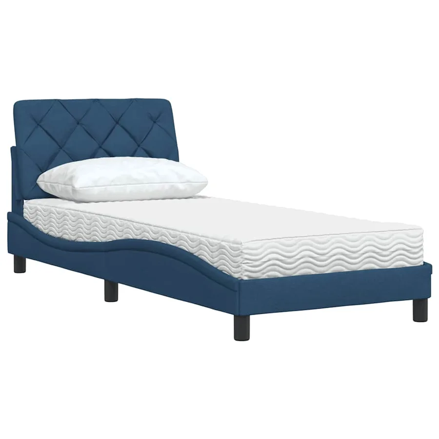Lit avec matelas bleu 80x200 cm tissu - 4