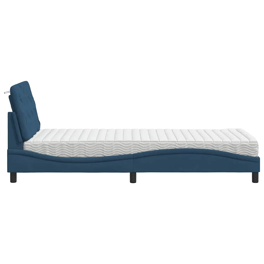 Lit avec matelas bleu 80x200 cm tissu - 6