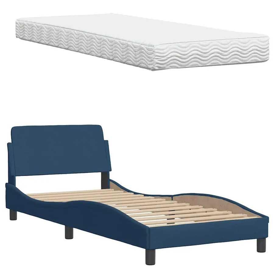 Lit avec matelas bleu 80x200 cm tissu - 8