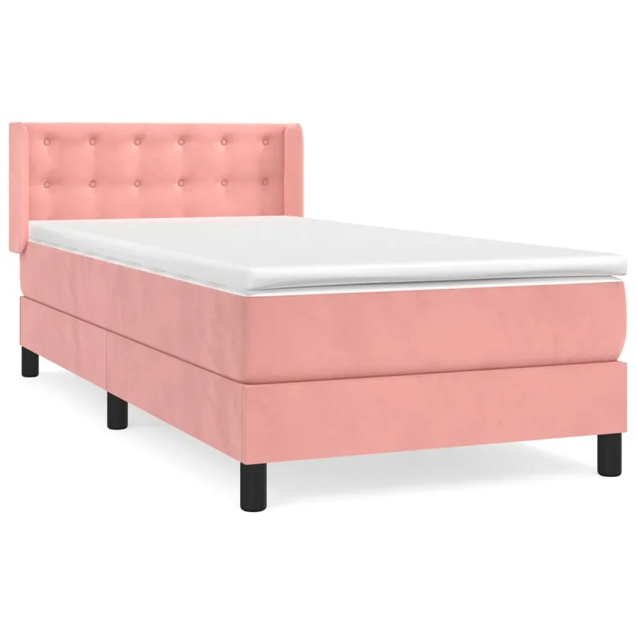 Sommier à lattes de lit avec matelas Rose 100x200 cm Velours - 2