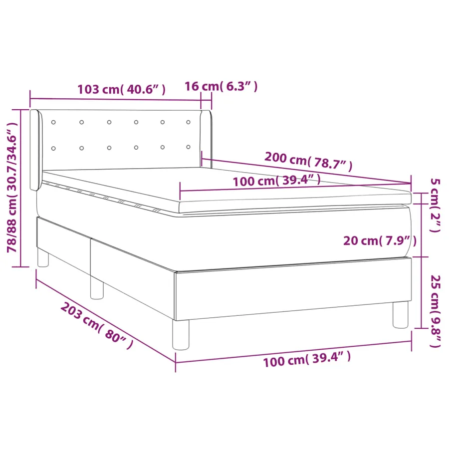 Sommier à lattes de lit avec matelas Rose 100x200 cm Velours - 7