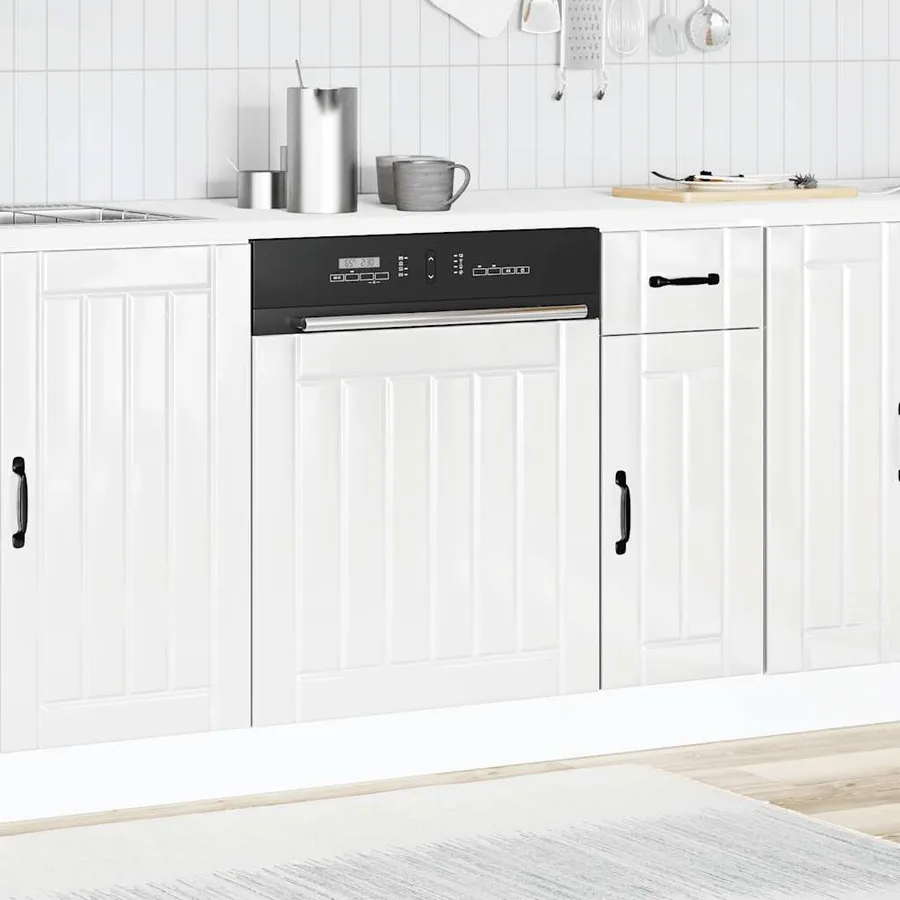 Panneau de lave-vaisselle Lucca blanc brillant bois ingénierie - 3