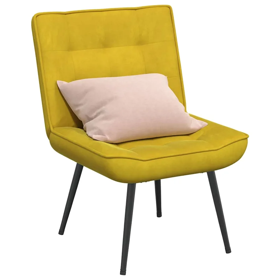 Chaise de relaxation jaune 64x74x84 cm velours - 3