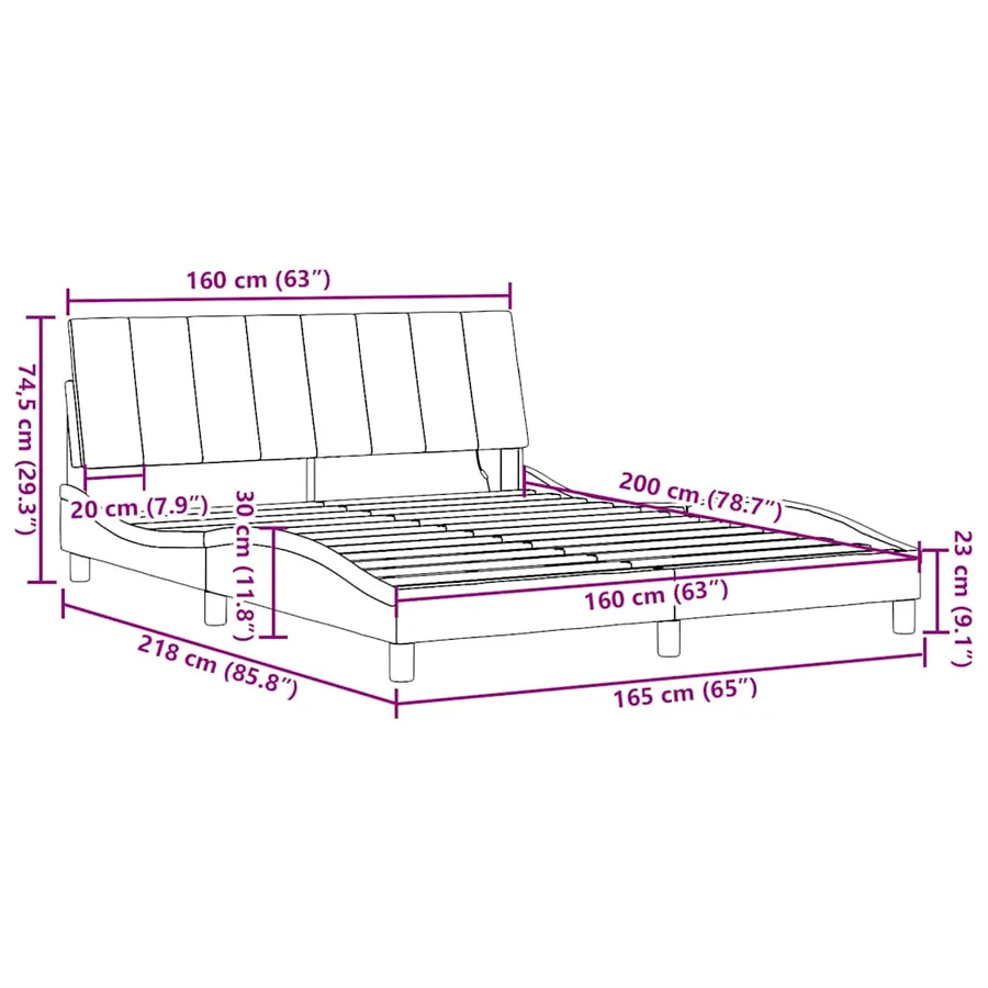 Cadre de lit sans matelas Hanko bleu 160x200 cm tissu - 16