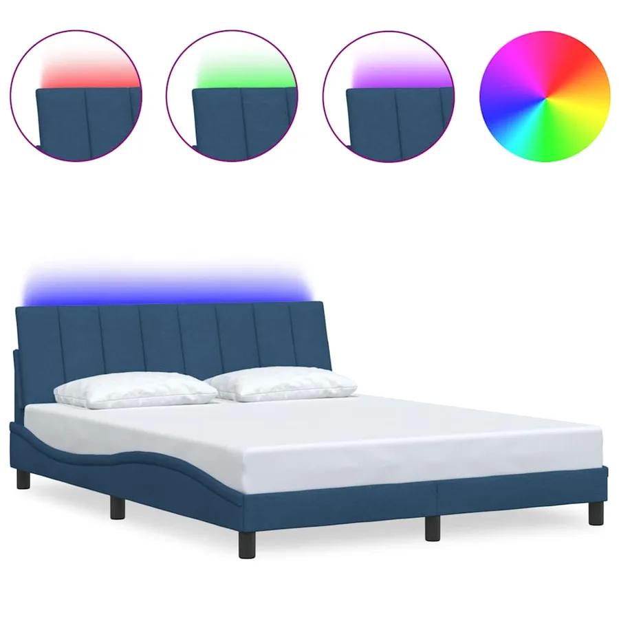 Cadre de lit sans matelas Hanko bleu 160x200 cm tissu - 2