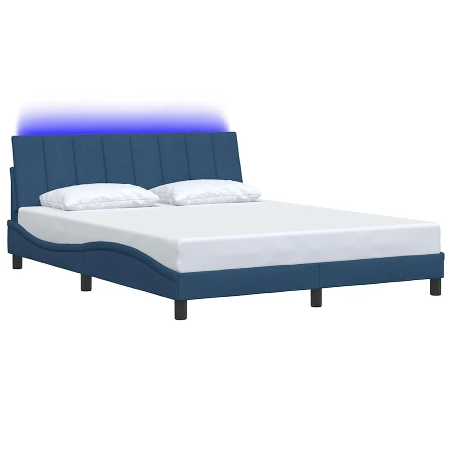 Cadre de lit sans matelas Hanko bleu 160x200 cm tissu - 3