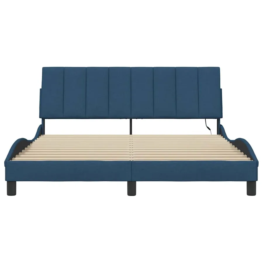 Cadre de lit sans matelas Hanko bleu 160x200 cm tissu - 6