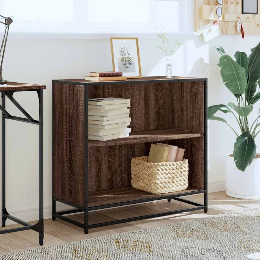 Bibliothèque chêne marron 80,5x35x76 cm bois d'ingénierie - 3