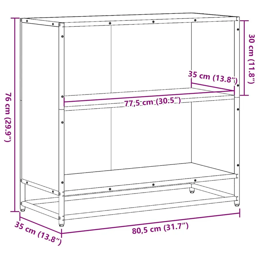 Bibliothèque chêne marron 80,5x35x76 cm bois d'ingénierie - 9