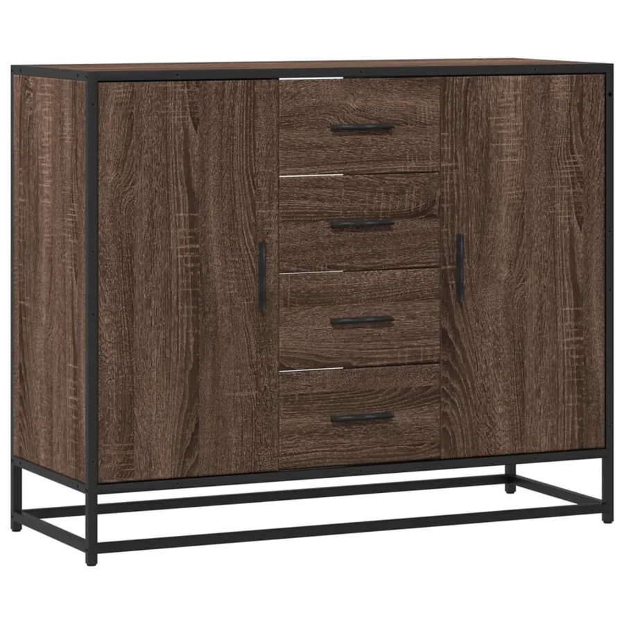 Buffet chêne marron 92x35x76 cm Bois d'ingénierie - 2