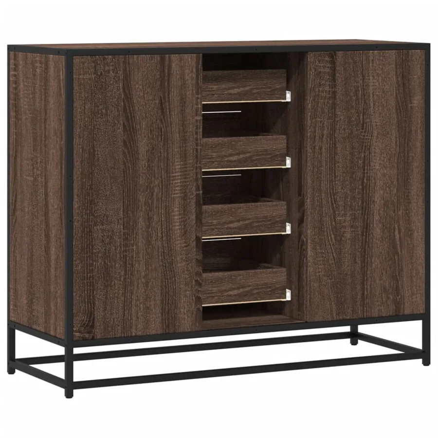 Buffet chêne marron 92x35x76 cm Bois d'ingénierie - 6