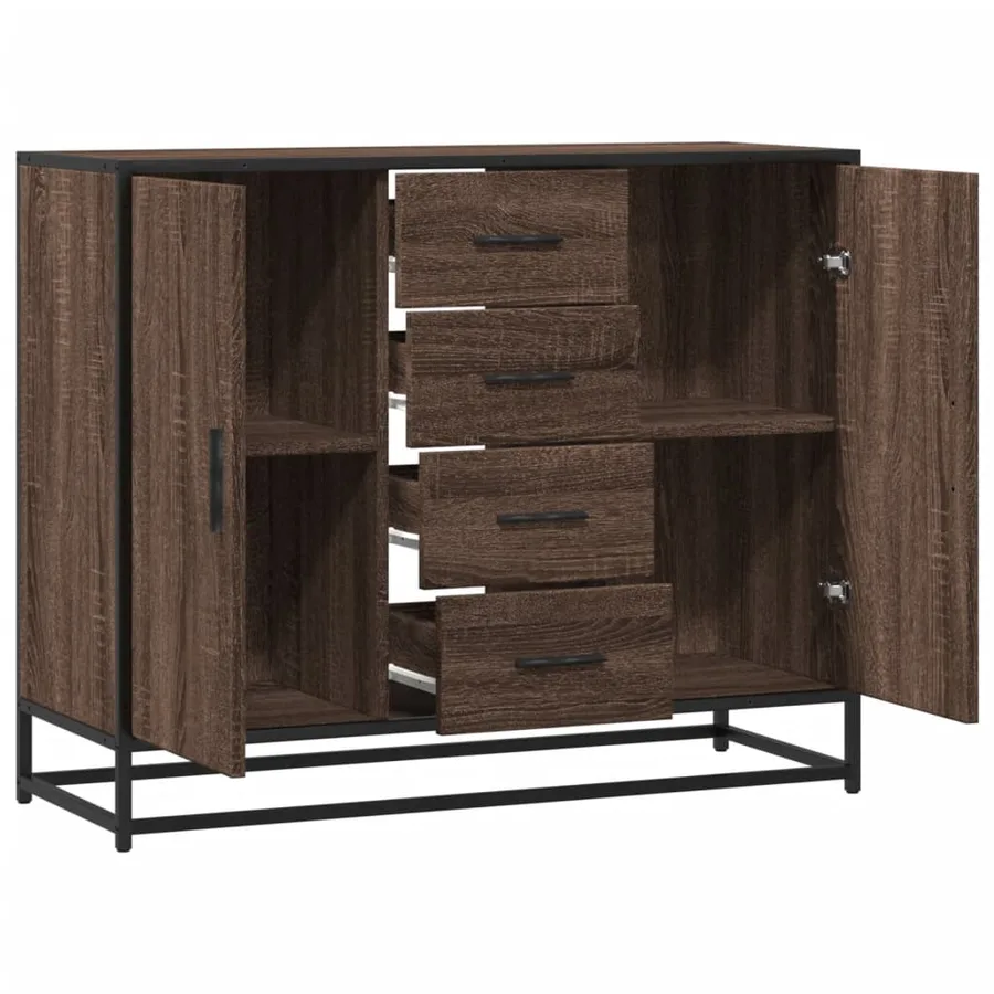 Buffet chêne marron 92x35x76 cm Bois d'ingénierie - 7