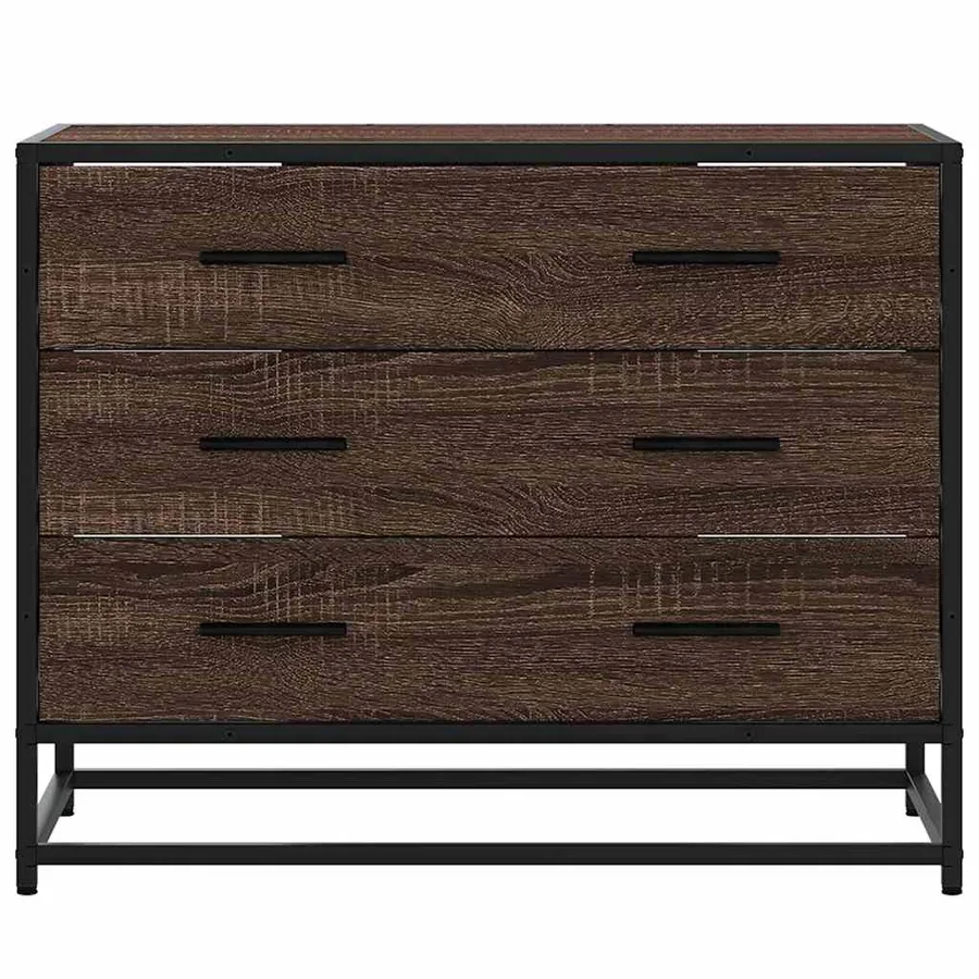 Commode chêne marron 70x41x56 cm bois d'ingénierie - 4