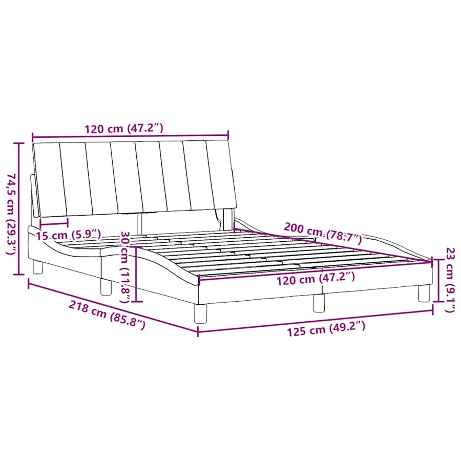 Cadre de lit sans matelas Hanko gris foncé 120x200 cm tissu - 15