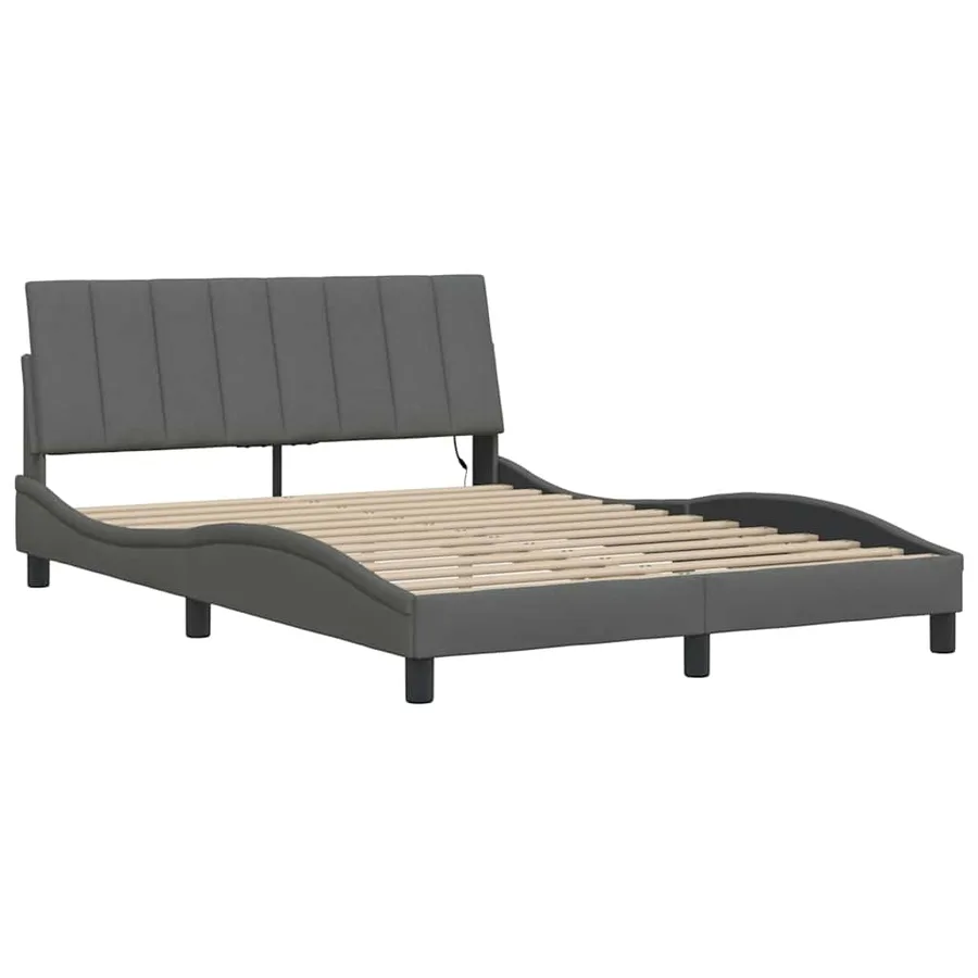 Cadre de lit sans matelas Hanko gris foncé 120x200 cm tissu - 5