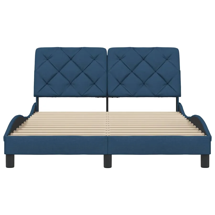 Cadre de lit sans matelas bleu 140x190 cm tissu - 5