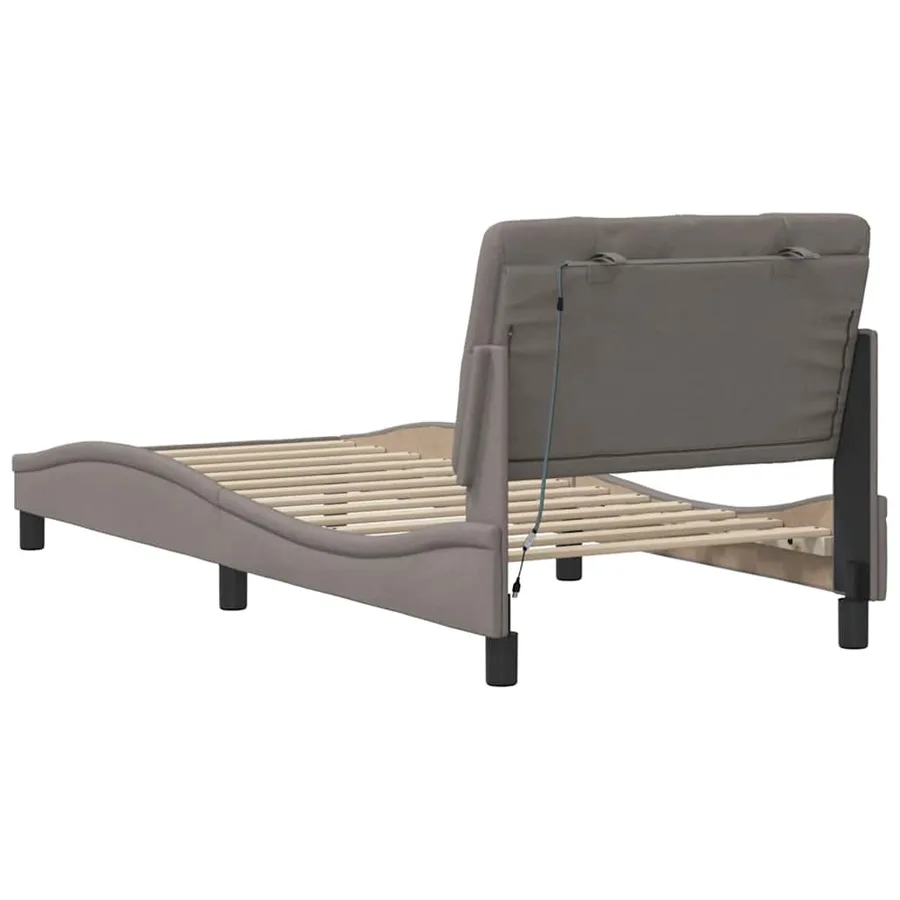 Cadre de lit avec LED sans matelas taupe 90x190 cm tissu - 10