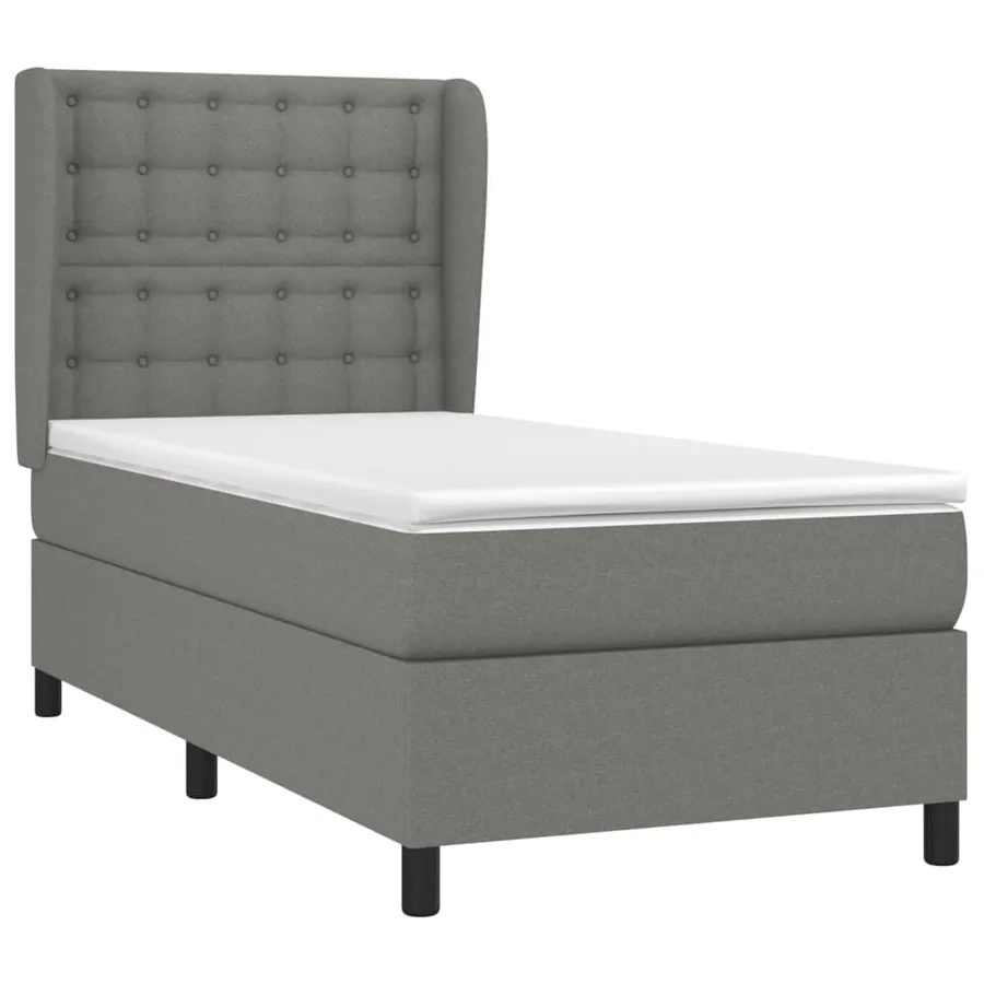 Sommier à lattes de lit avec matelas Gris foncé 80x200 cm Tissu - 3