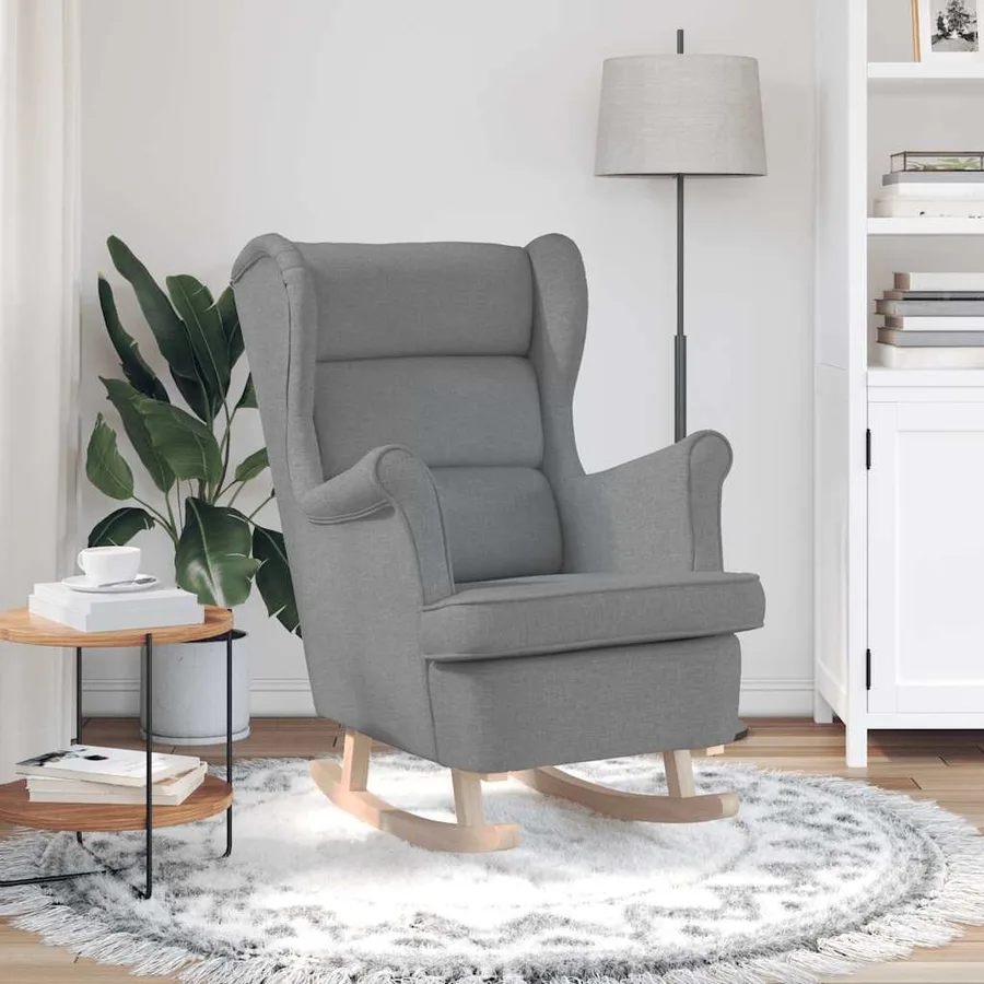 Chaise à bascule gris clair 74x90x102 cm tissu - 3
