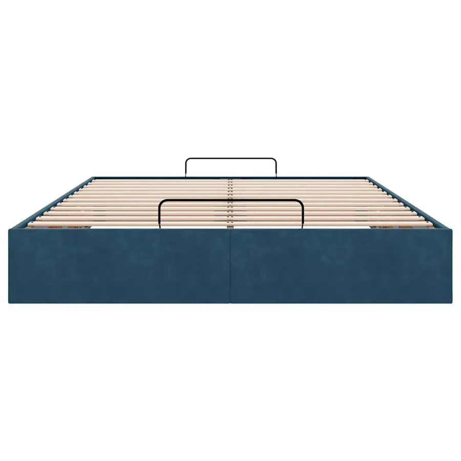 Cadre de lit ottoman sans matelas bleu foncé 140x200 cm velours - 7