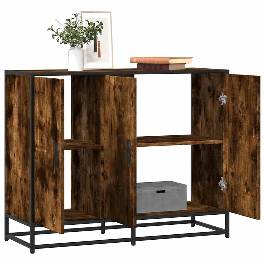 Buffet chêne fumé 94x35x76 cm bois d'ingénierie
