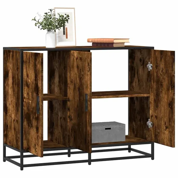 Buffet chêne fumé 94x35x76 cm bois d'ingénierie