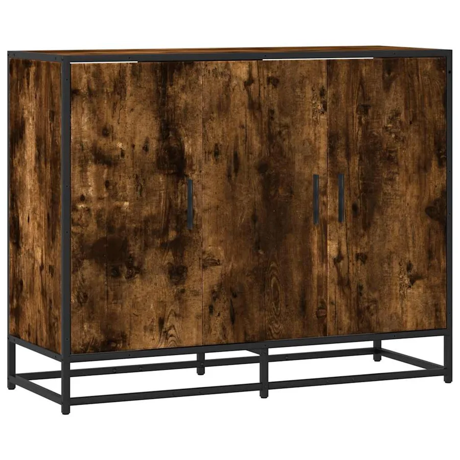 Buffet chêne fumé 94x35x76 cm bois d'ingénierie - 2