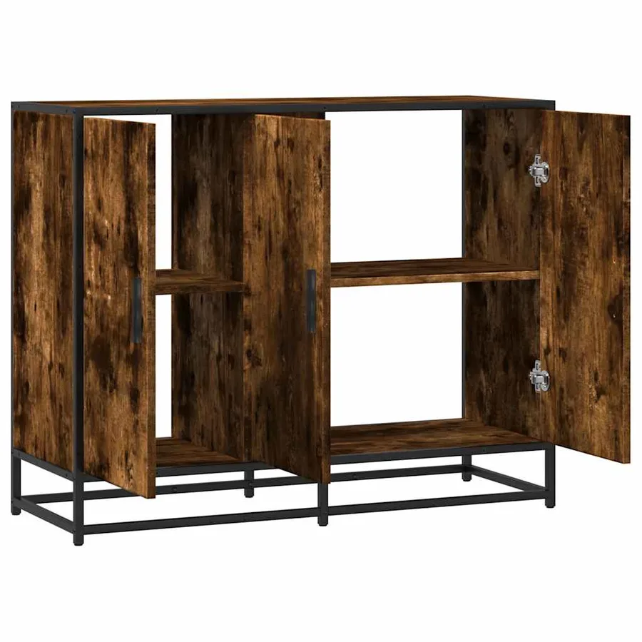 Buffet chêne fumé 94x35x76 cm bois d'ingénierie - 7