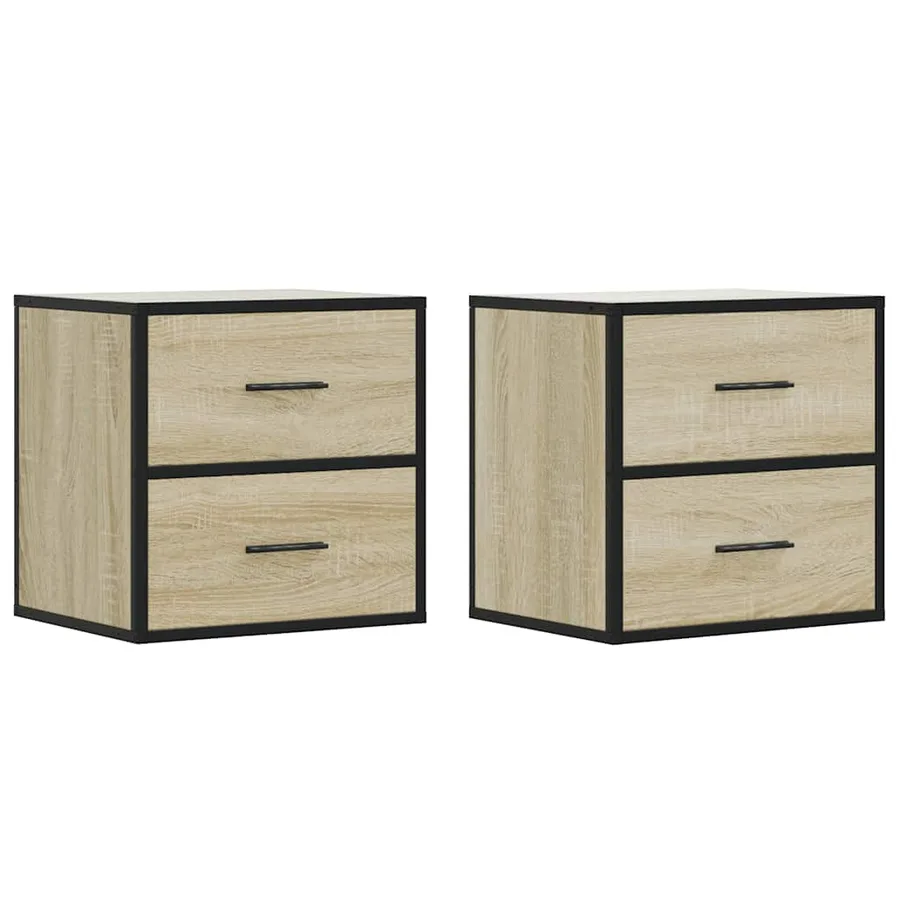 Tables de chevet murales 2 pcs chêne sonoma 40x31x39,5 cm - 2