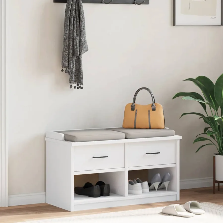 Banc de couloir SANDNES blanc 87x40x50 cm bois de pin massif - 3