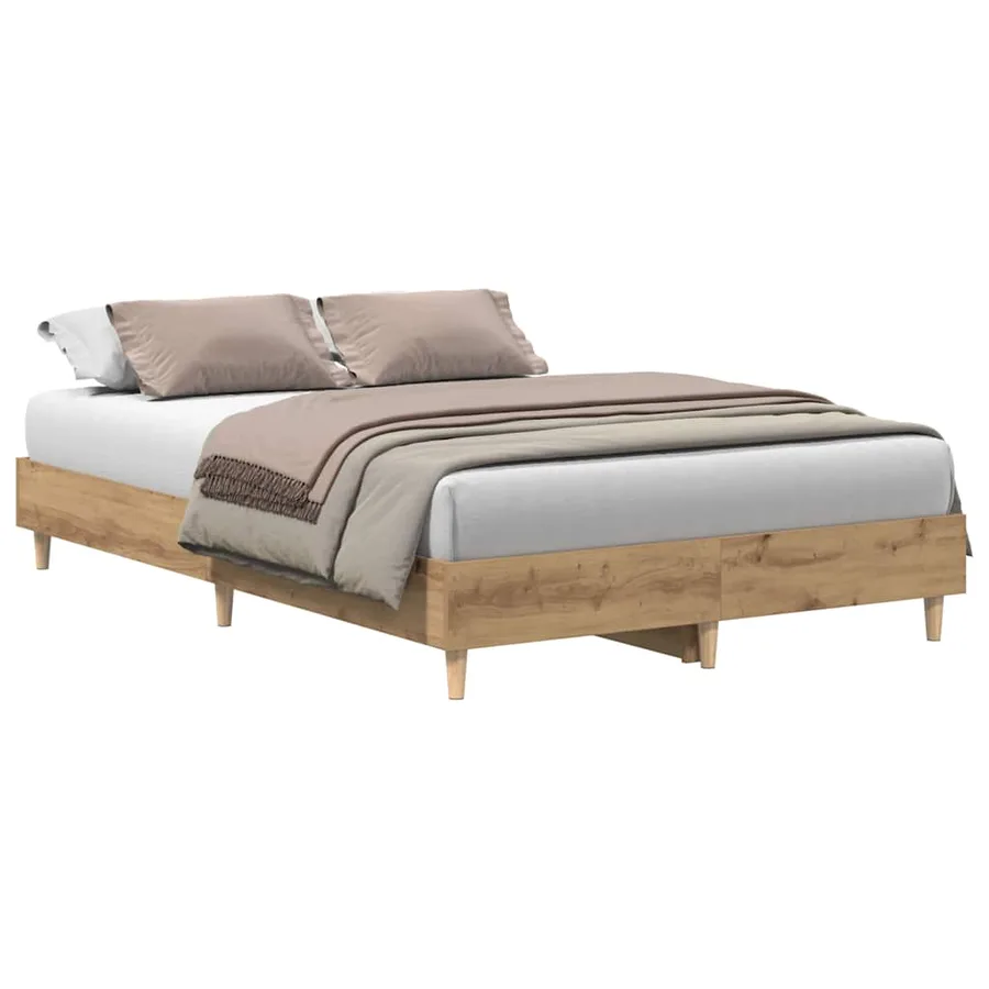 Cadre de lit sans matelas chêne artisanal 135x190 cm - 2
