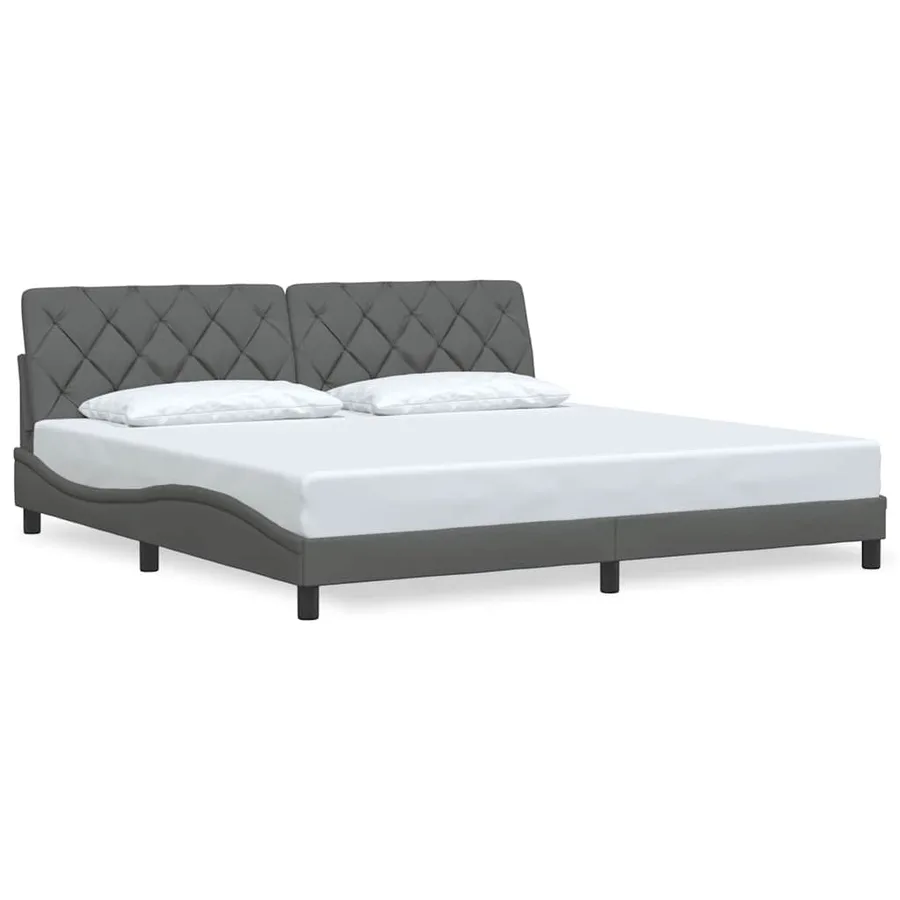 Cadre de lit sans matelas gris foncé 200x200 cm tissu - 2