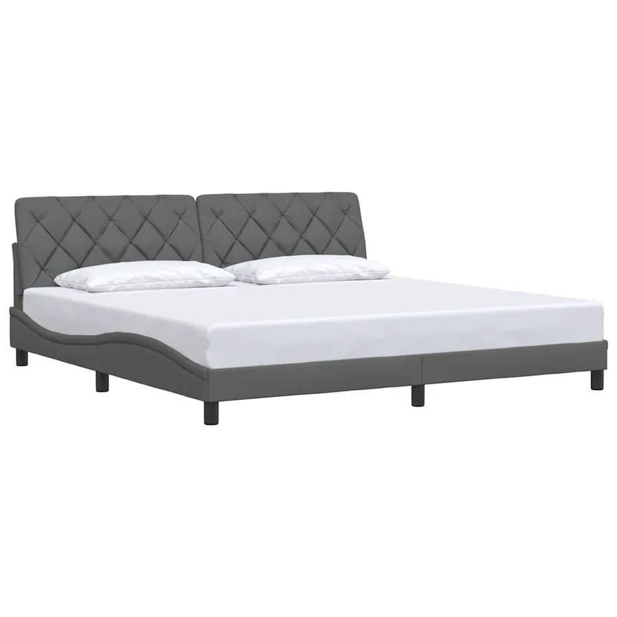 Cadre de lit sans matelas gris foncé 200x200 cm tissu - 3
