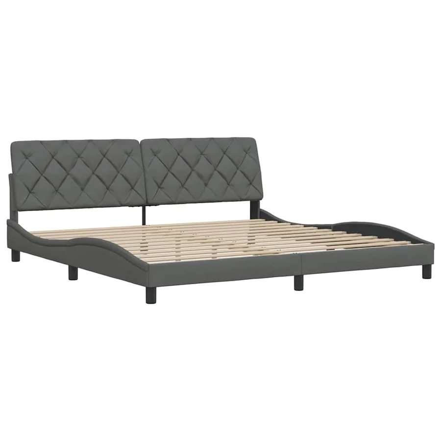Cadre de lit sans matelas gris foncé 200x200 cm tissu - 4