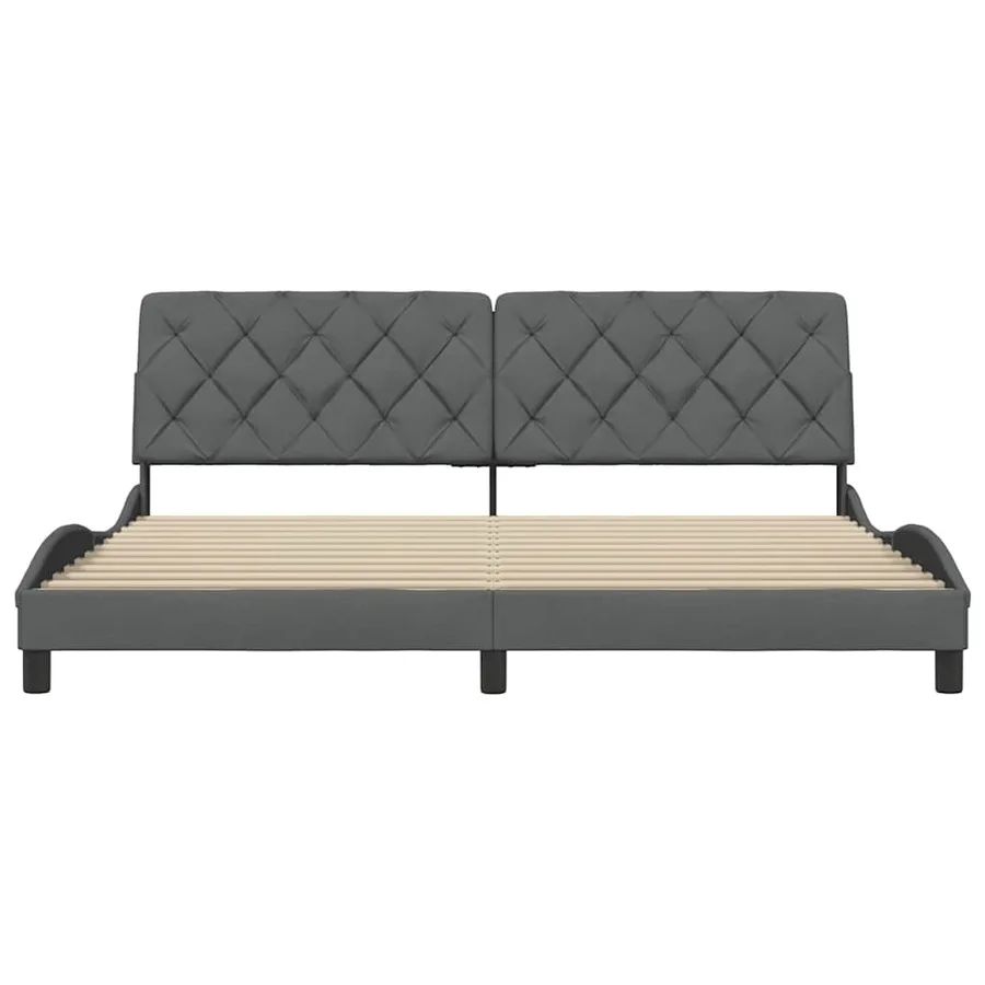 Cadre de lit sans matelas gris foncé 200x200 cm tissu - 5