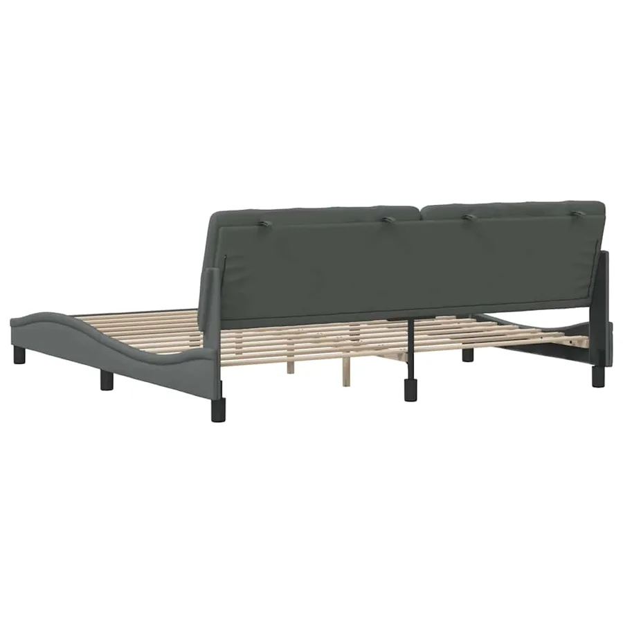 Cadre de lit sans matelas gris foncé 200x200 cm tissu - 9