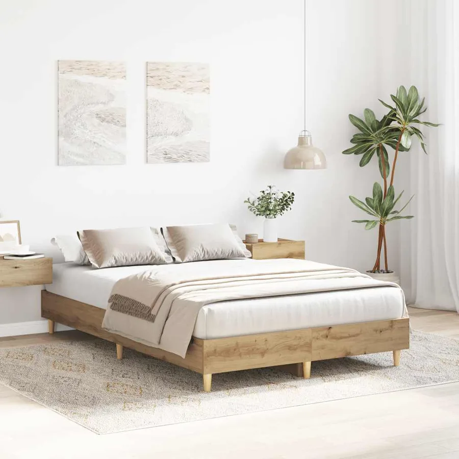 Cadre de lit sans matelas chêne artisanal 120x190 cm - 3