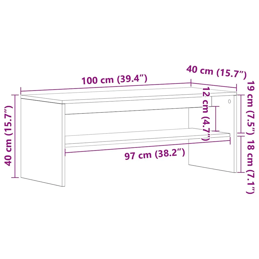 Meuble TV Chêne sonoma 100 x 40 x 40 cm Aggloméré - 10