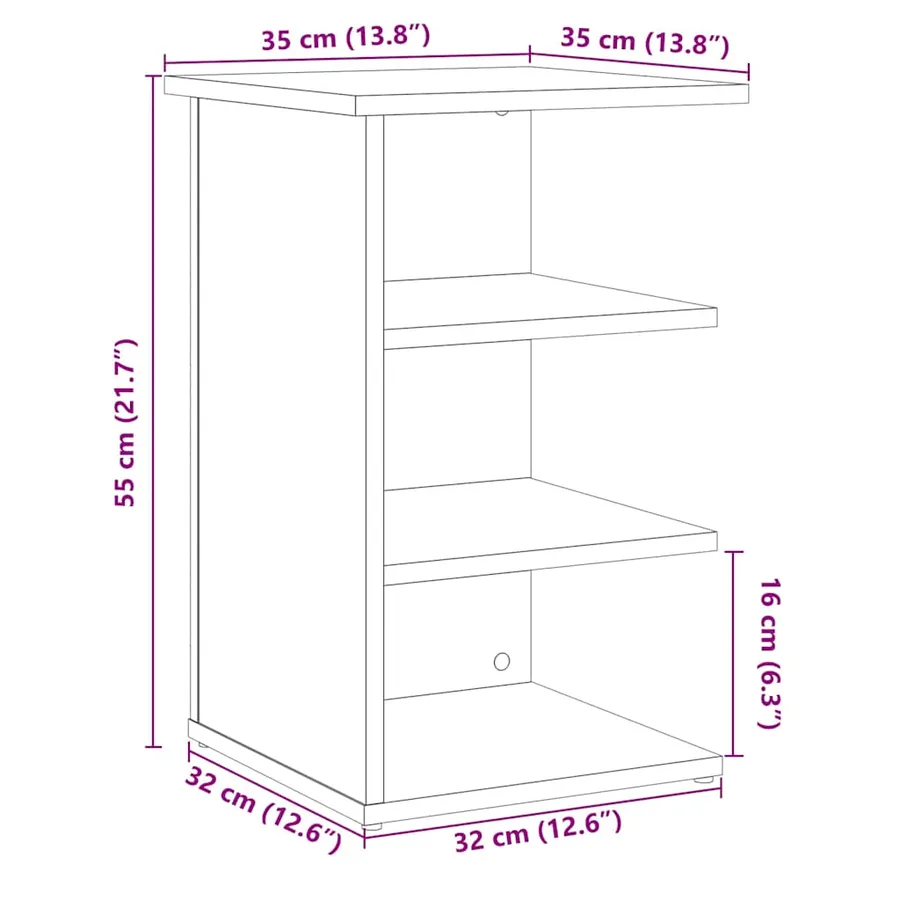 Buffet chêne artisanal 35x35x55 cm bois d'ingénierie - 9
