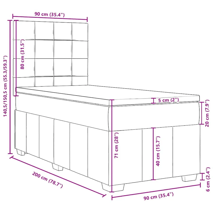 Sommier à lattes de lit avec matelas Marron foncé 90x200 cm - 13