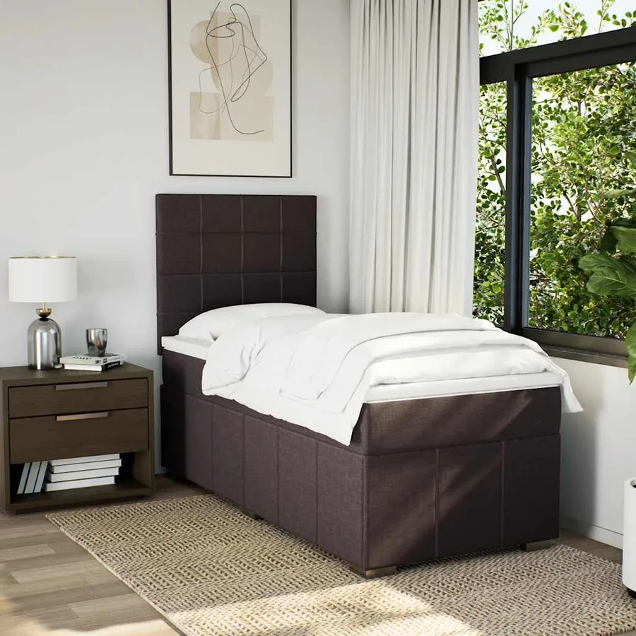 Sommier à lattes de lit avec matelas Marron foncé 90x200 cm - 5