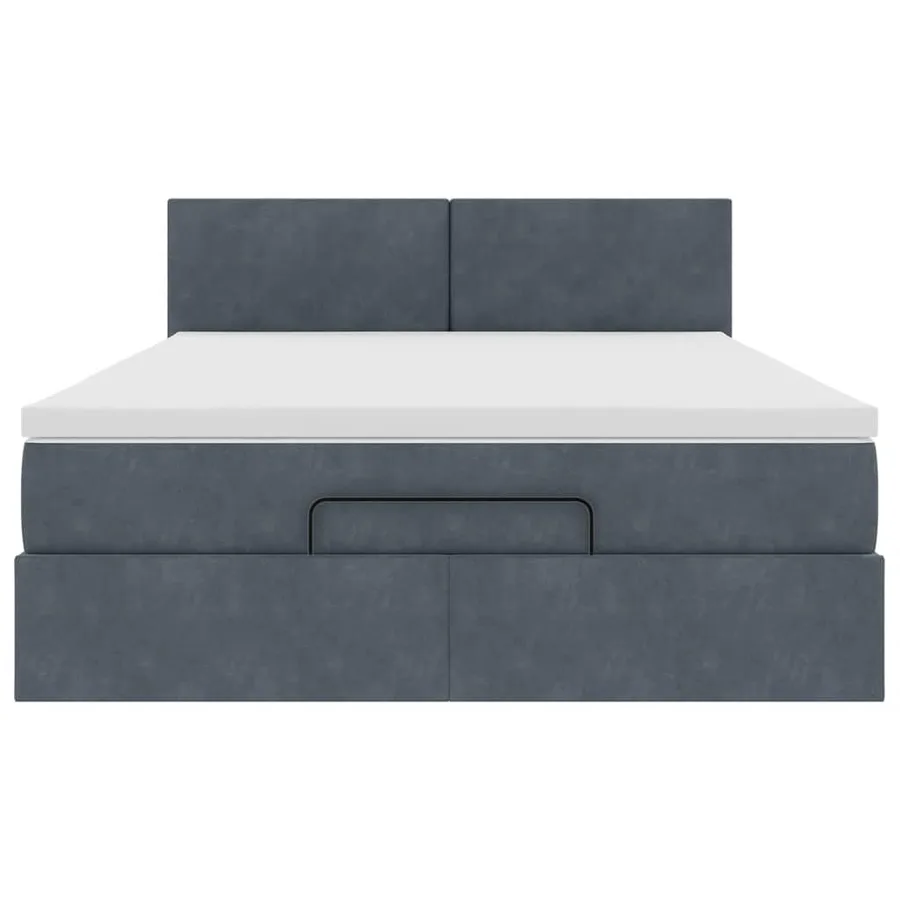 Cadre de lit ottoman avec matelas gris foncé 140x200 cm velours - 6