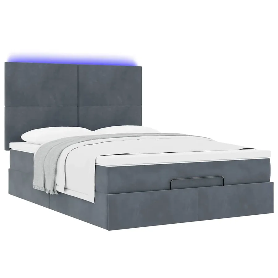 Cadre de lit ottoman avec matelas gris foncé 140x200 cm velours - 6